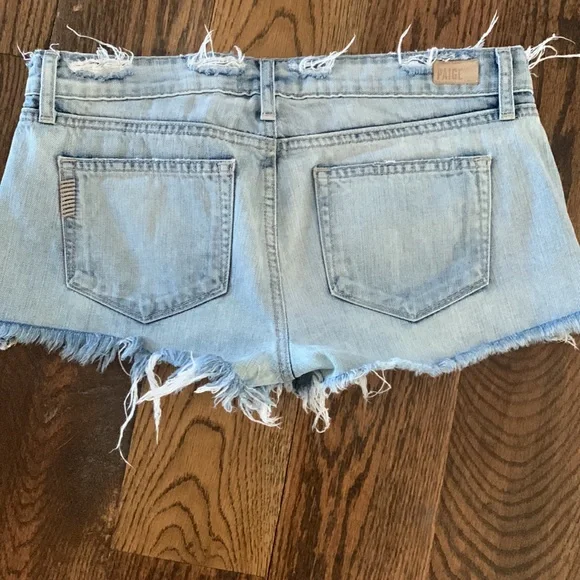 Paige destructed light colored jean shorts - Picture 4 of 10